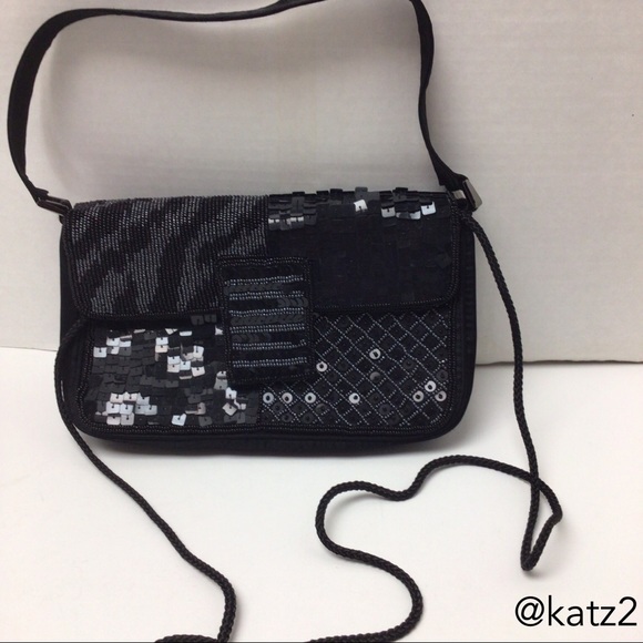 Handbags - Vintage Black Sequins and Beads Small Purse